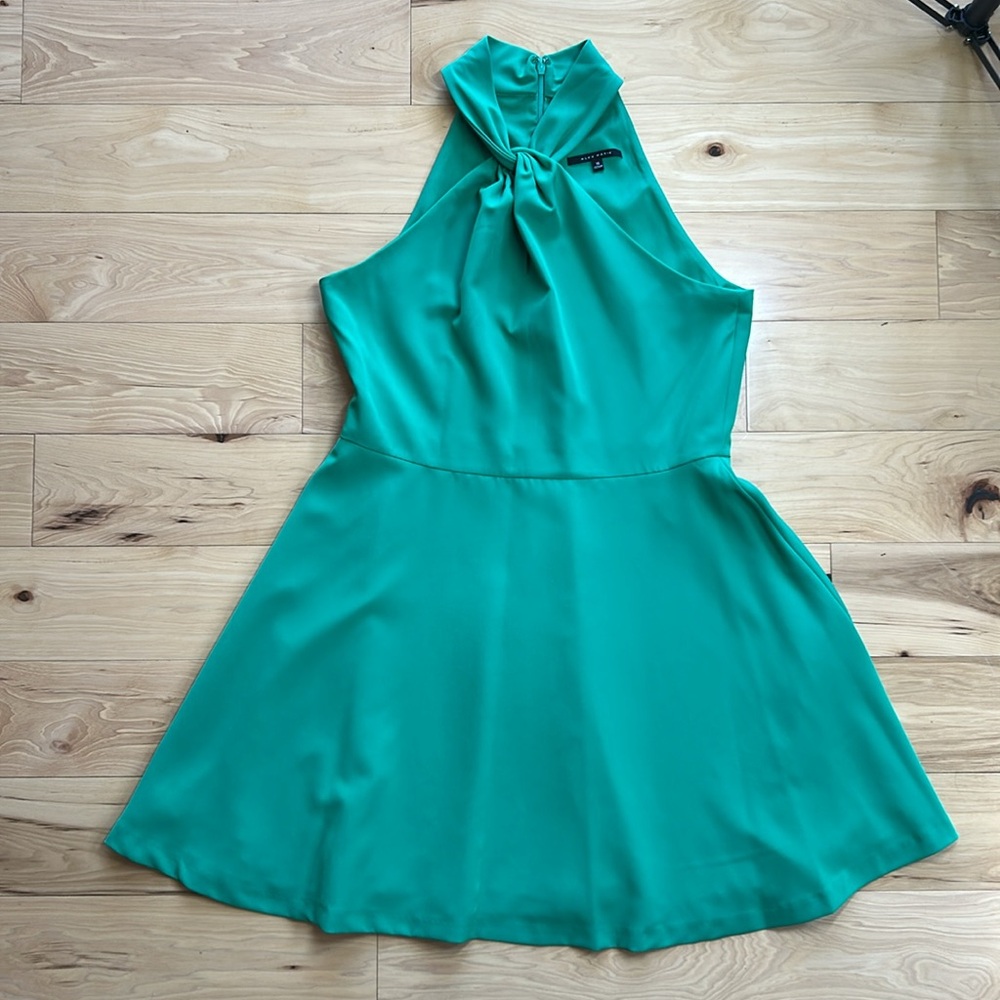 Alex Marie Vibrant Green High Neck Halter Strapless Dress | Size 16